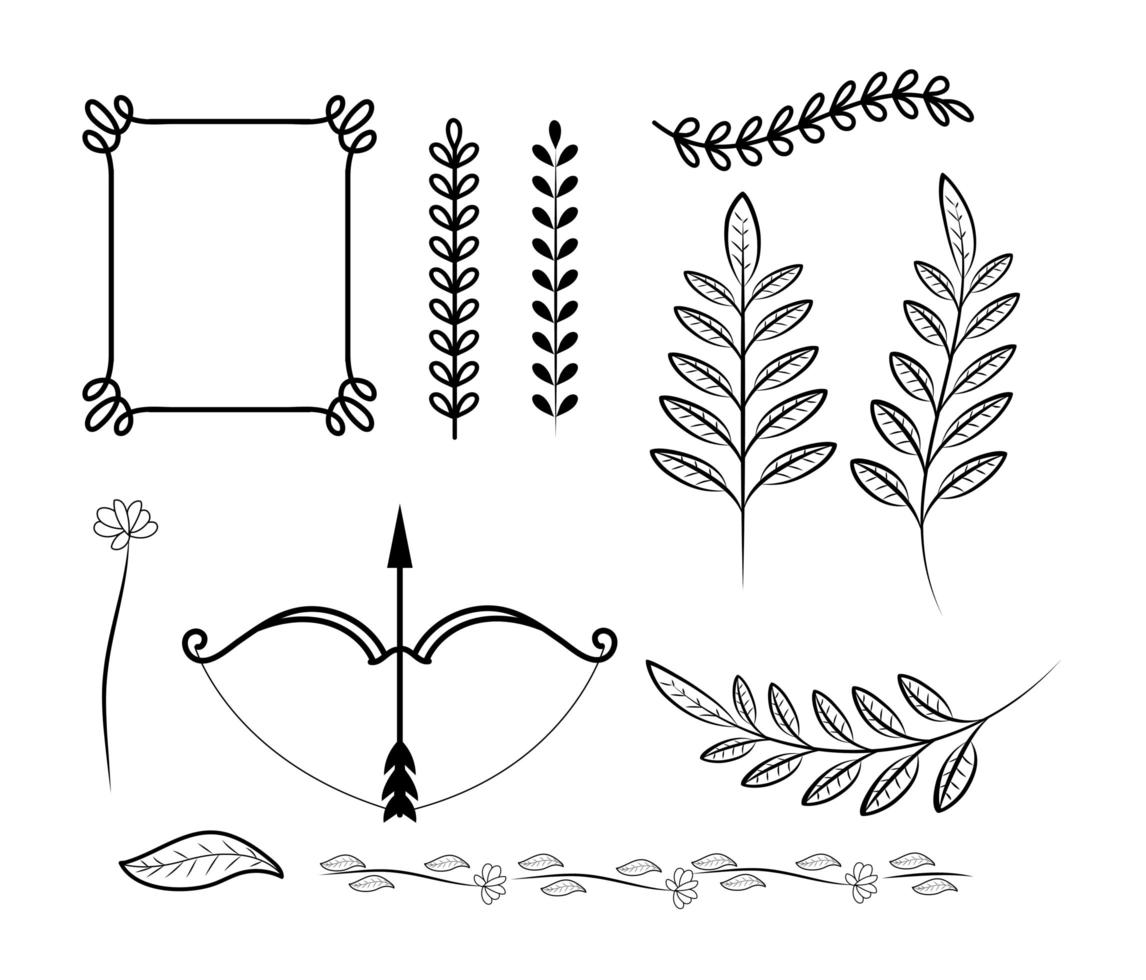 Frame decoration icon set vector