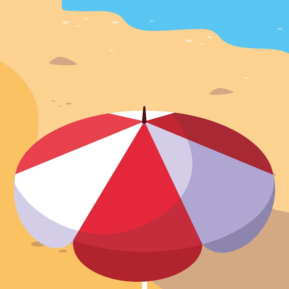 Striped umbrella in the beach design vector