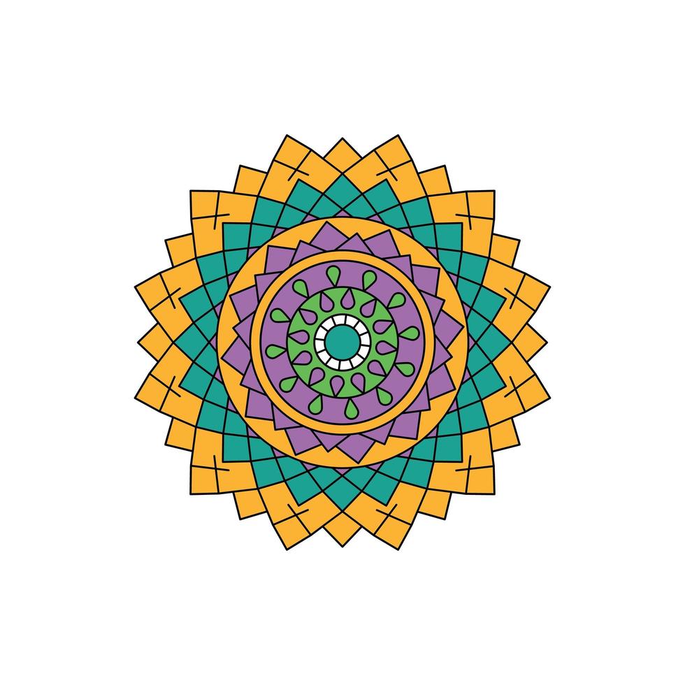 vector de mandala colorido verde amarillo indio