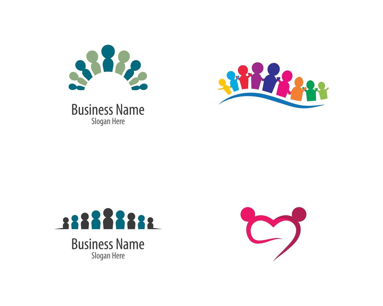 conjunto de diseño de logotipo de personas de la comunidad vector