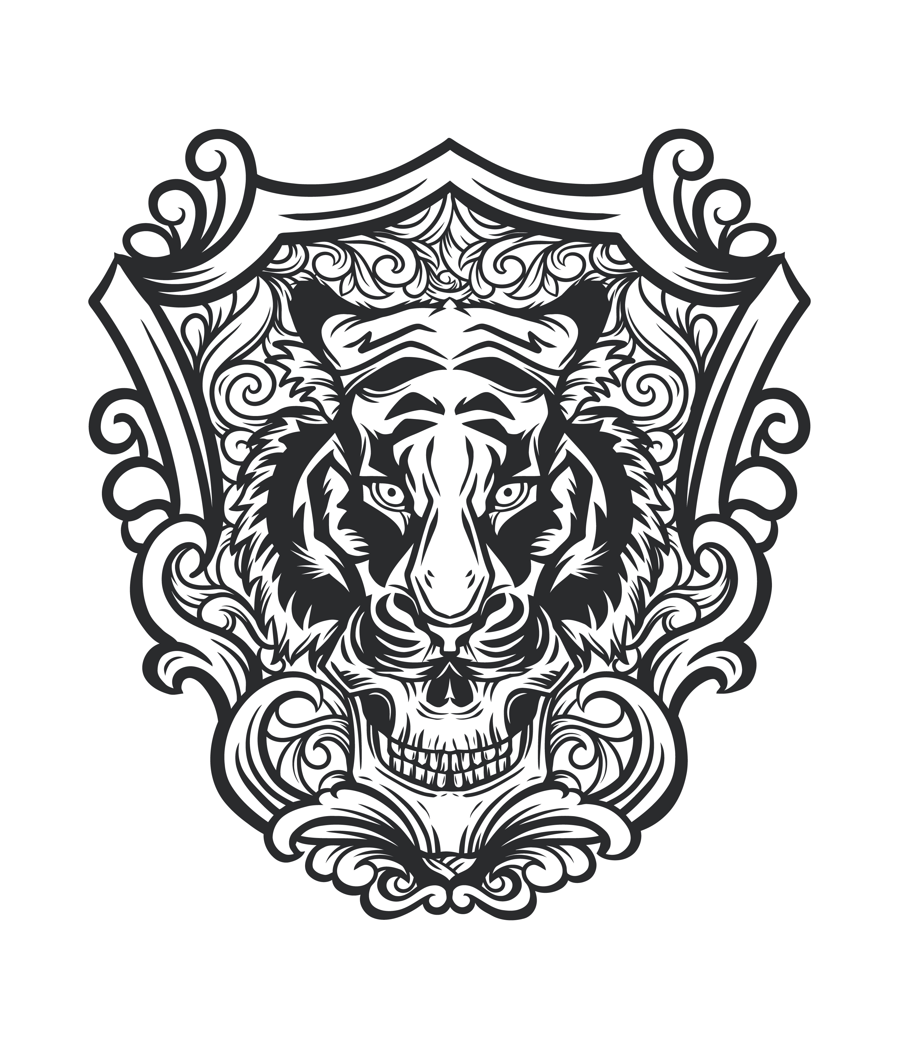 Tiger skull tattoo-style design 1338886 Vector Art at Vecteezy