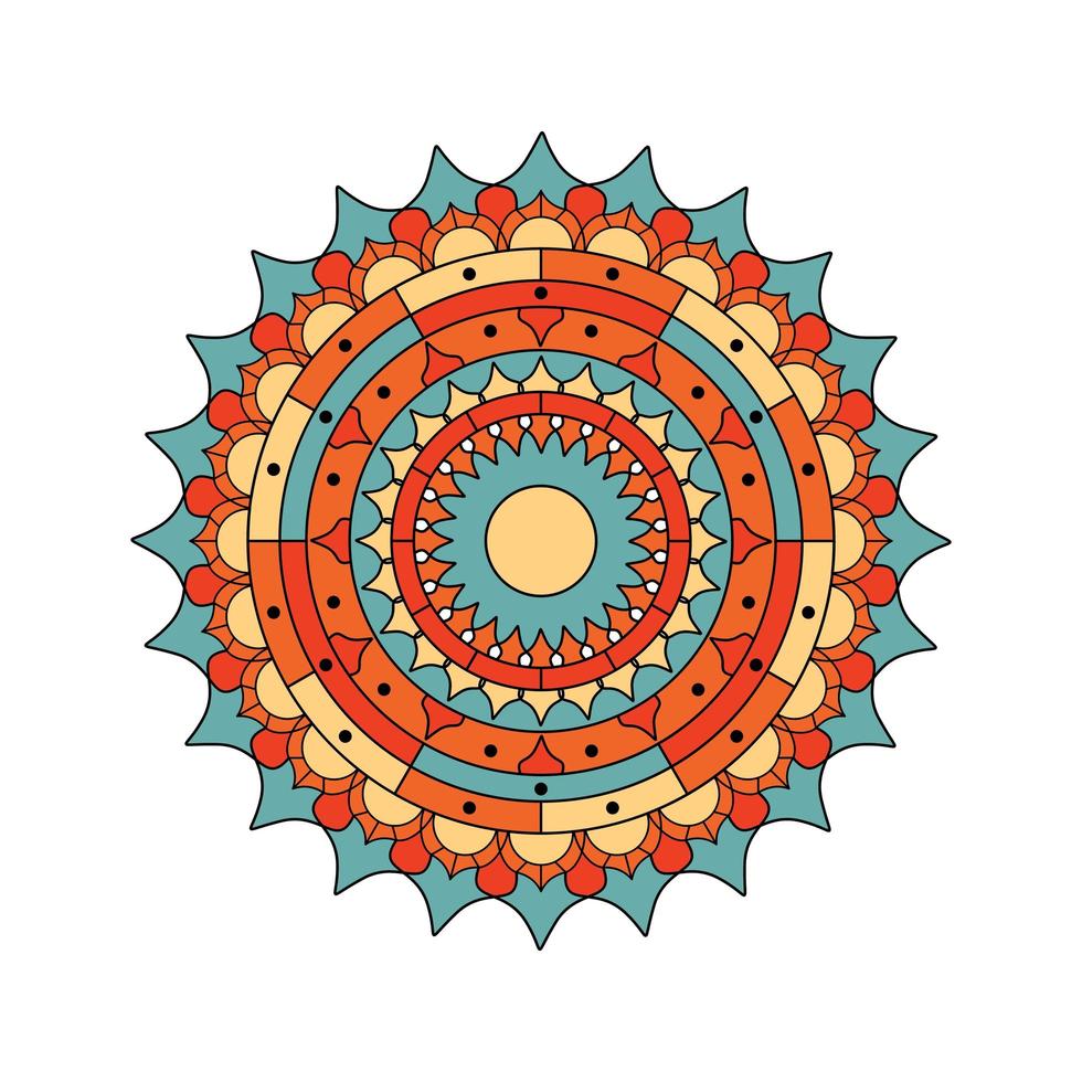 Beautiful turquoise and orange colored mandala vector