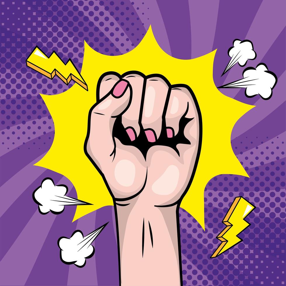 Woman's fist in a pop-art style vector