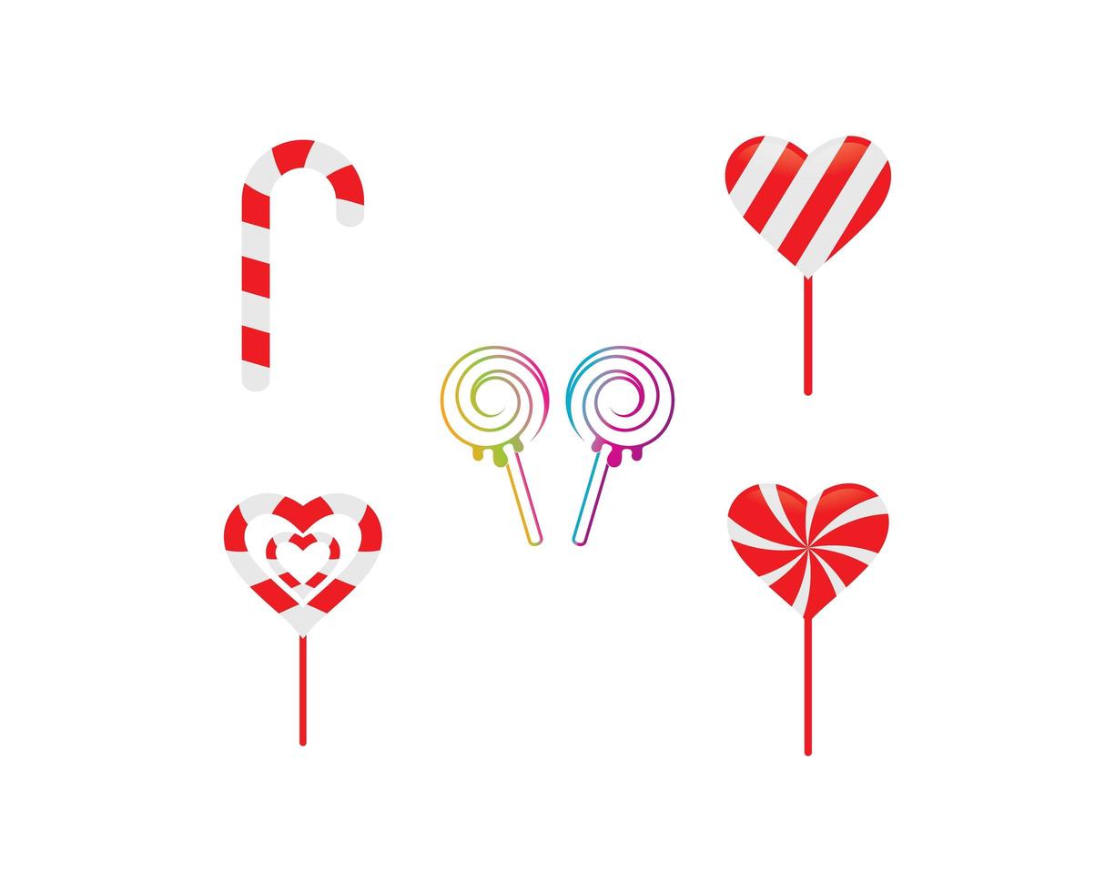Set of candy cane and lollipop logos vector