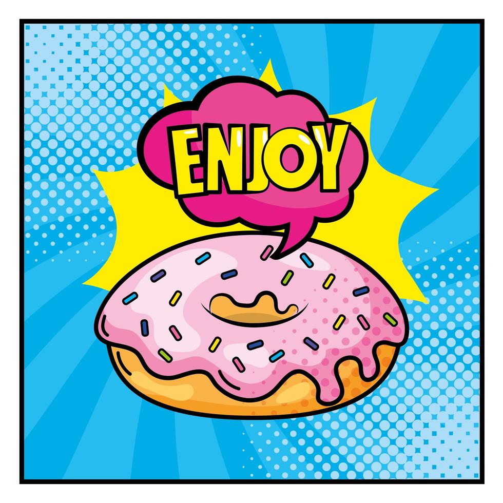 Donut with lettering pop-art style 1339010 Vector Art at Vecteezy