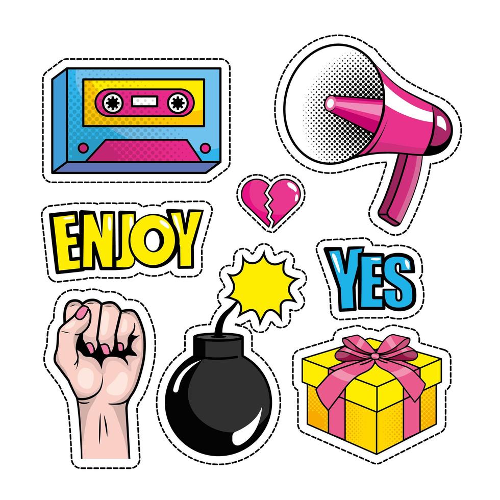 Set of pop-art icons vector