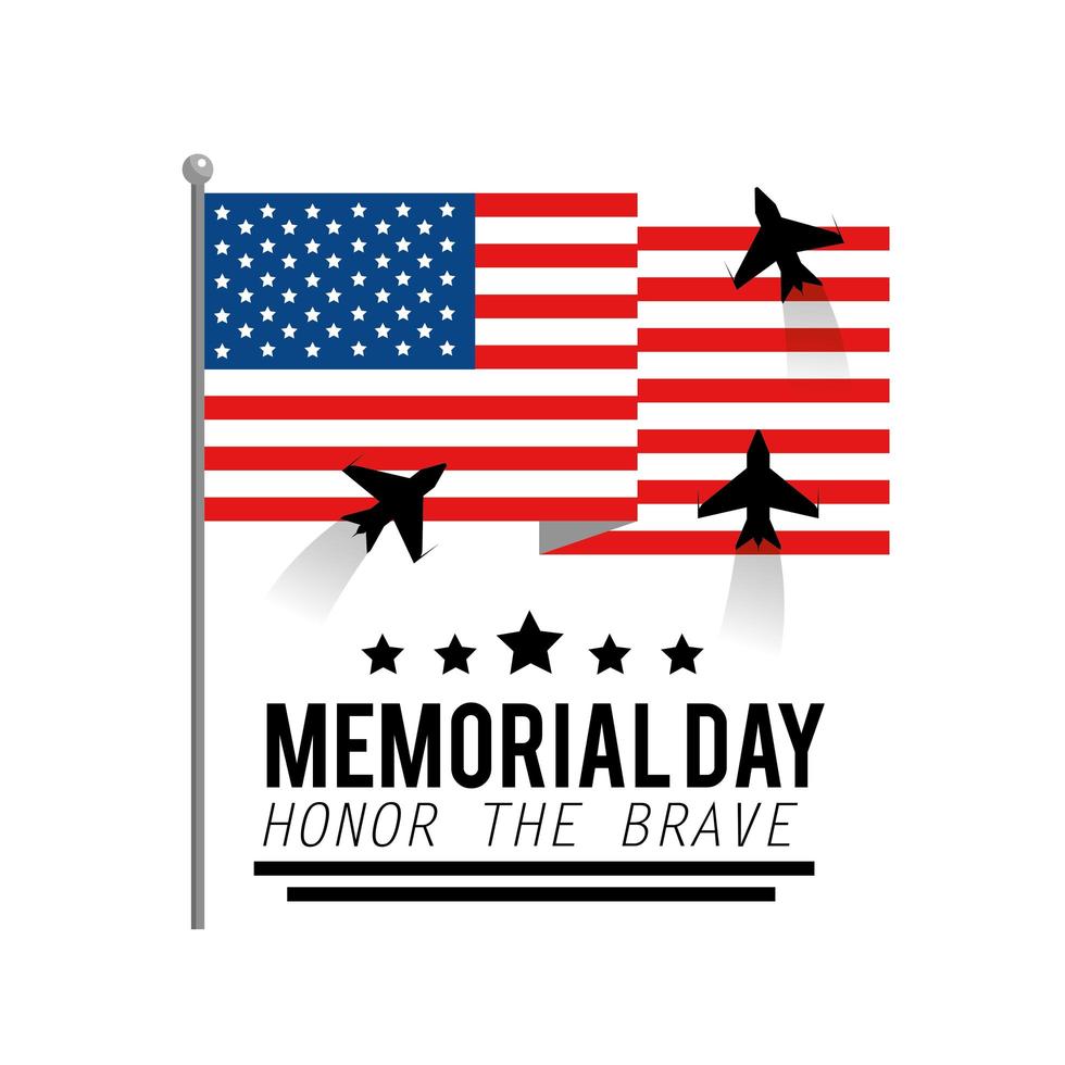 USA flag with airplanes for Memorial day vector