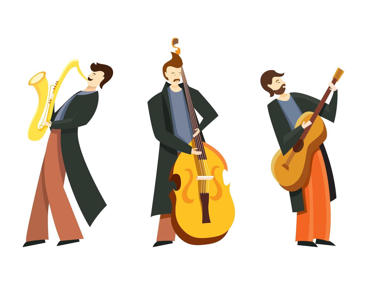 Set of jazz musicians. vector