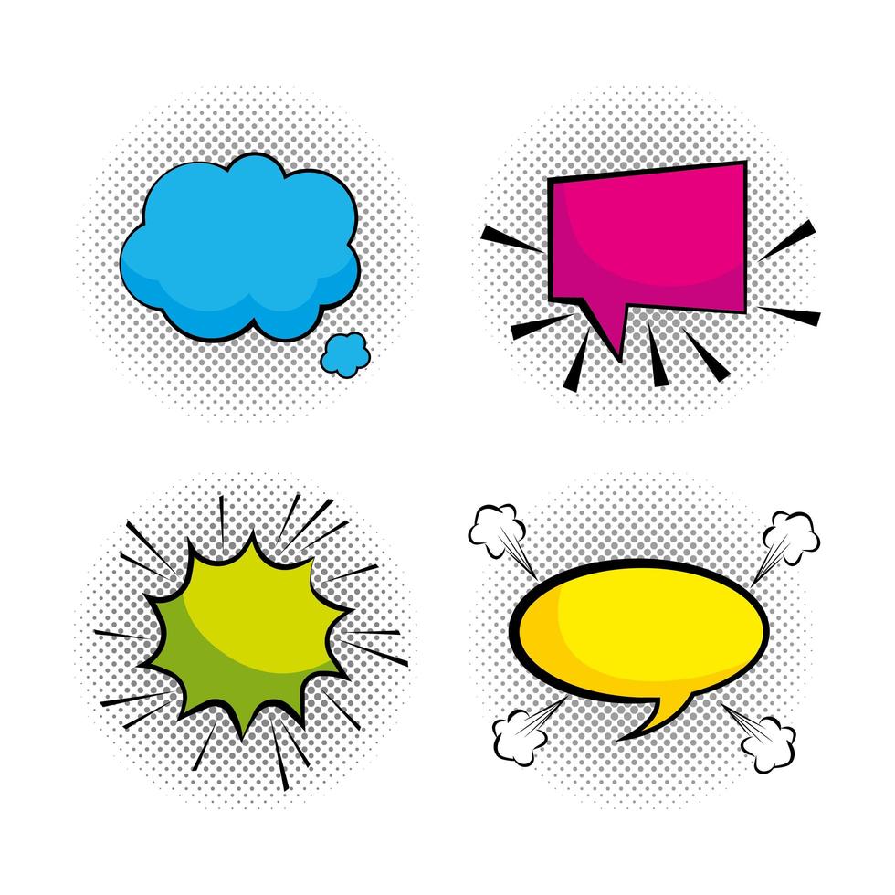 Set of pop-art blank speech bubbles vector