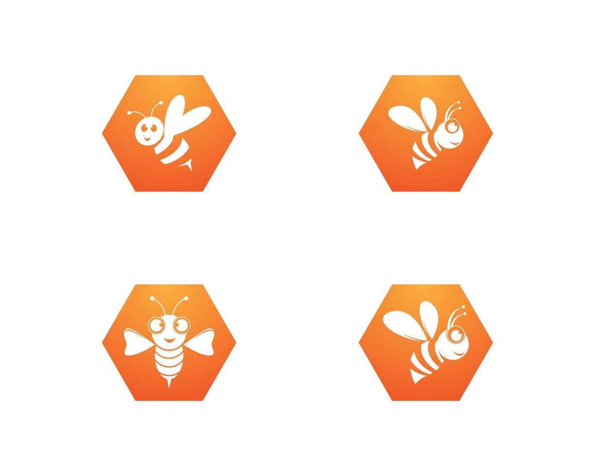 Set of bee icons vector