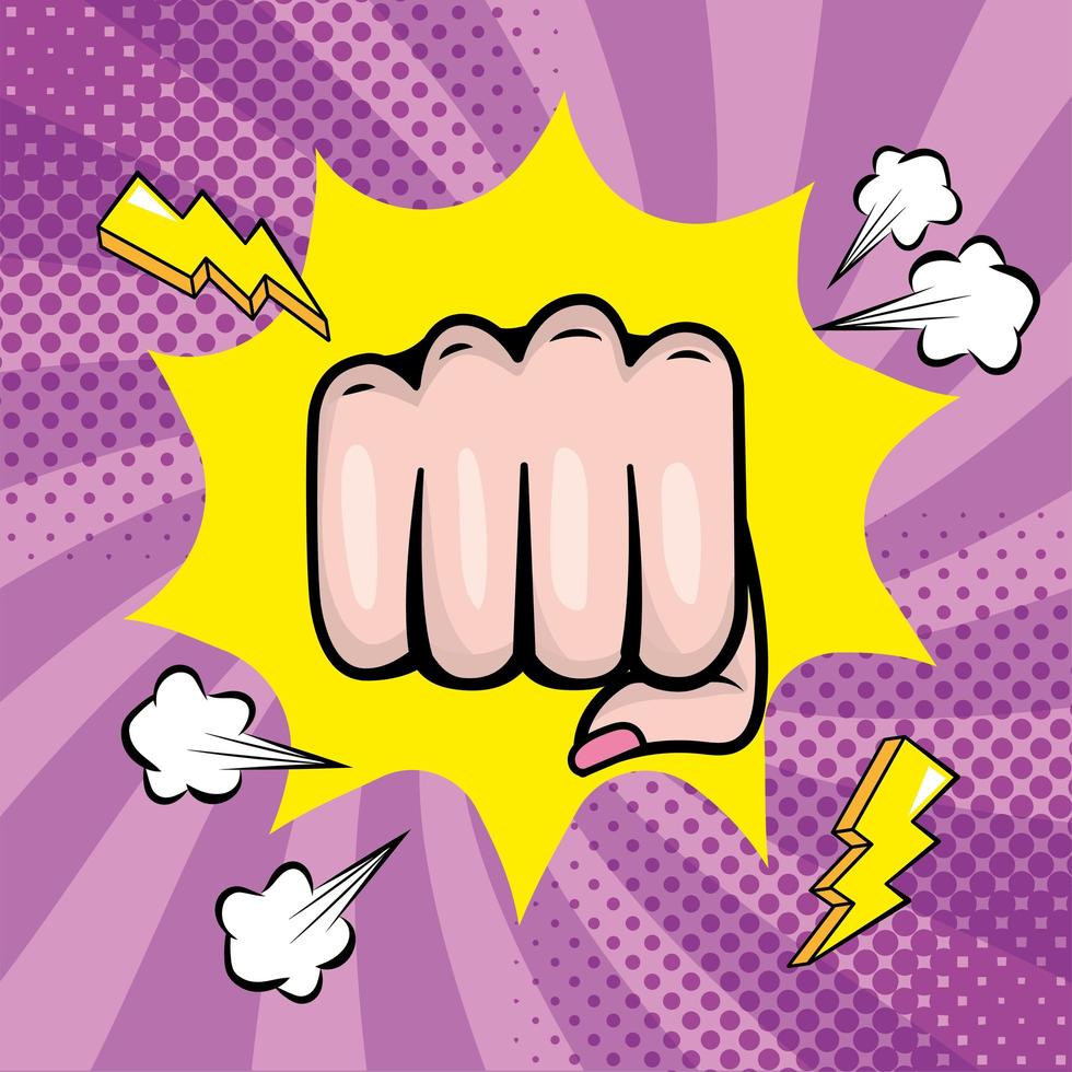 Woman's fist in pop-art style vector