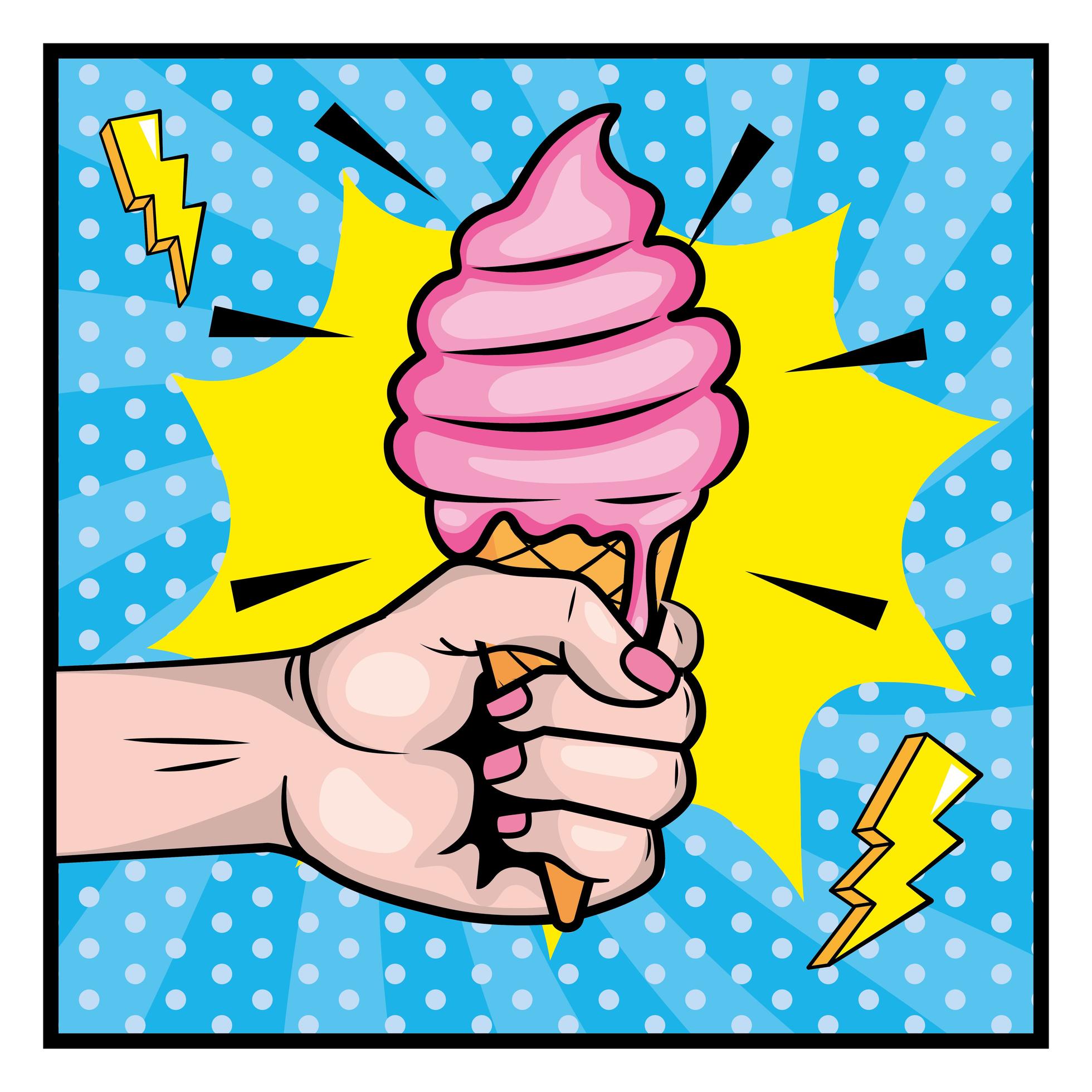 Hand holding a ice cream popart design 1339085 Vector Art at Vecteezy