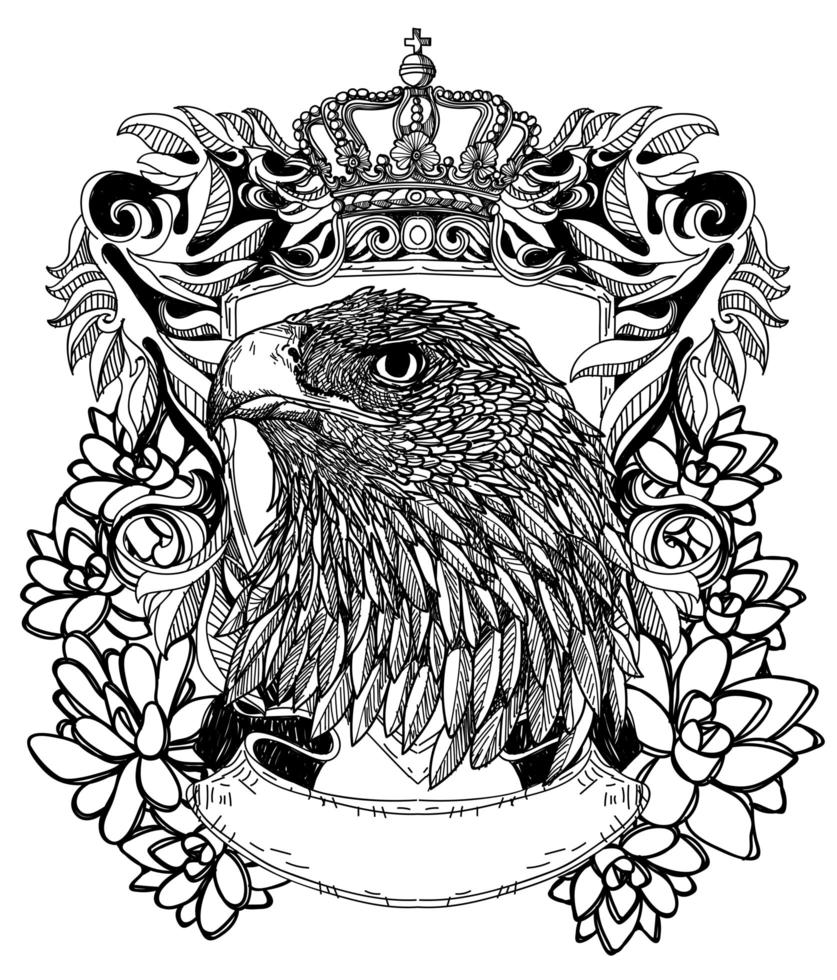 arte del tatuaje águila símbolo dibujo vector