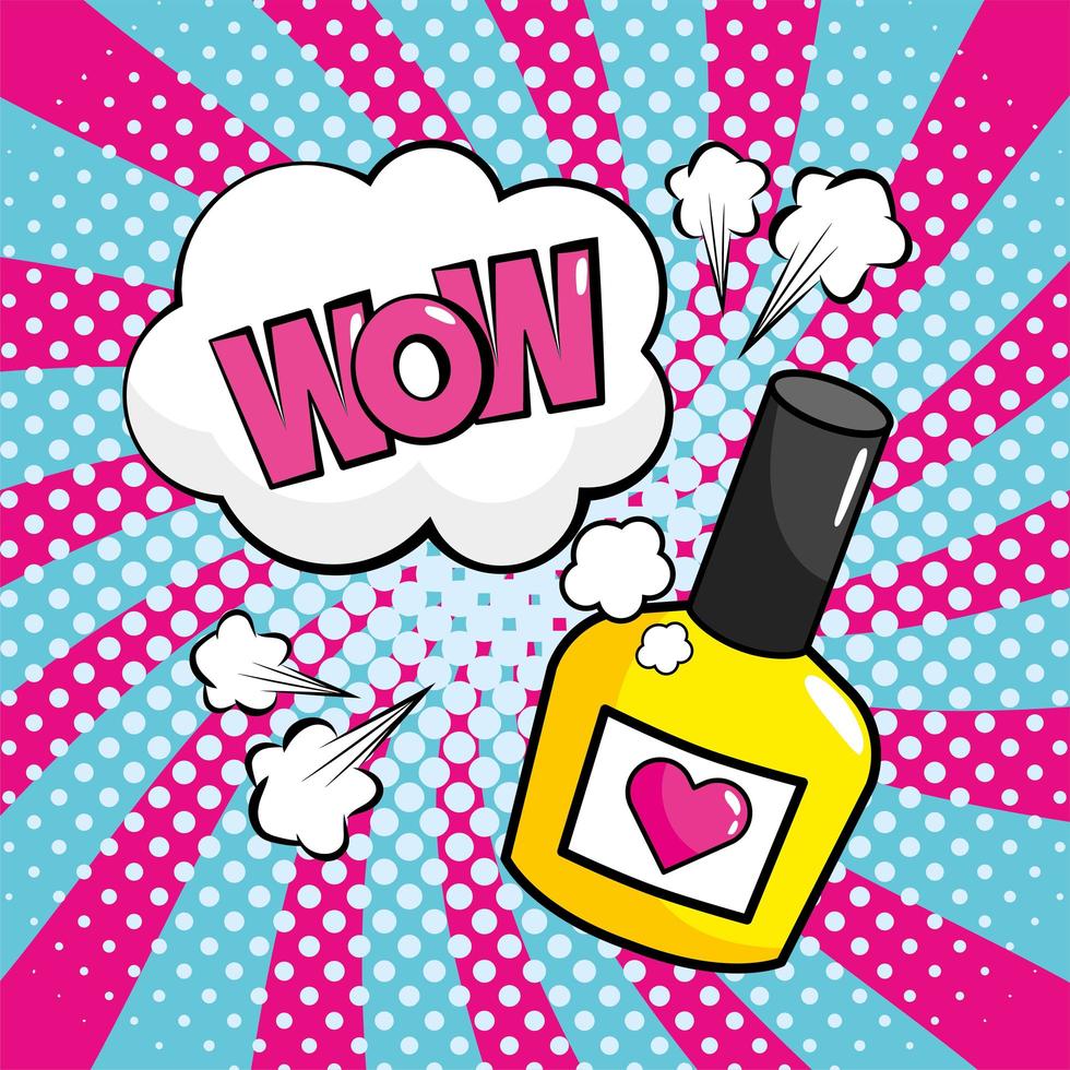 esmalte de uñas con onomatopeya en estilo pop-art vector