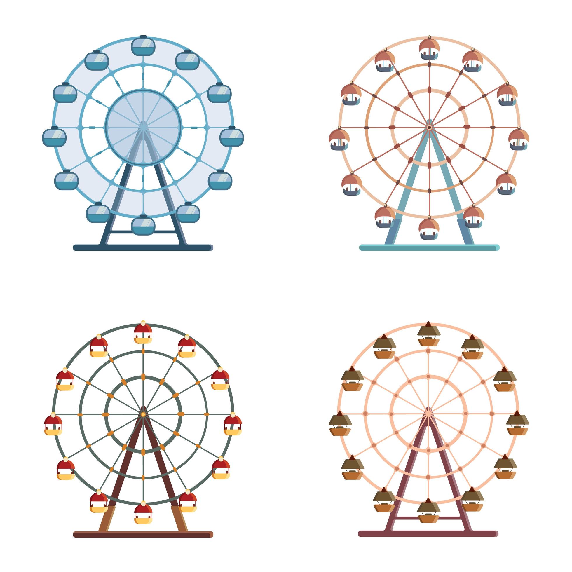 Set of ferris wheels. 1339109 Vector Art at Vecteezy