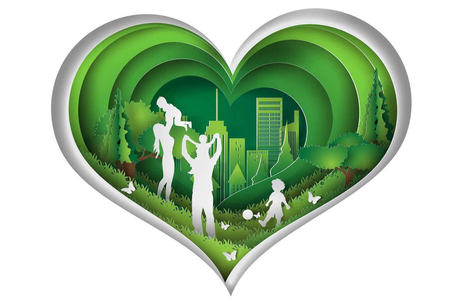 Paper Art of the World Environment vector