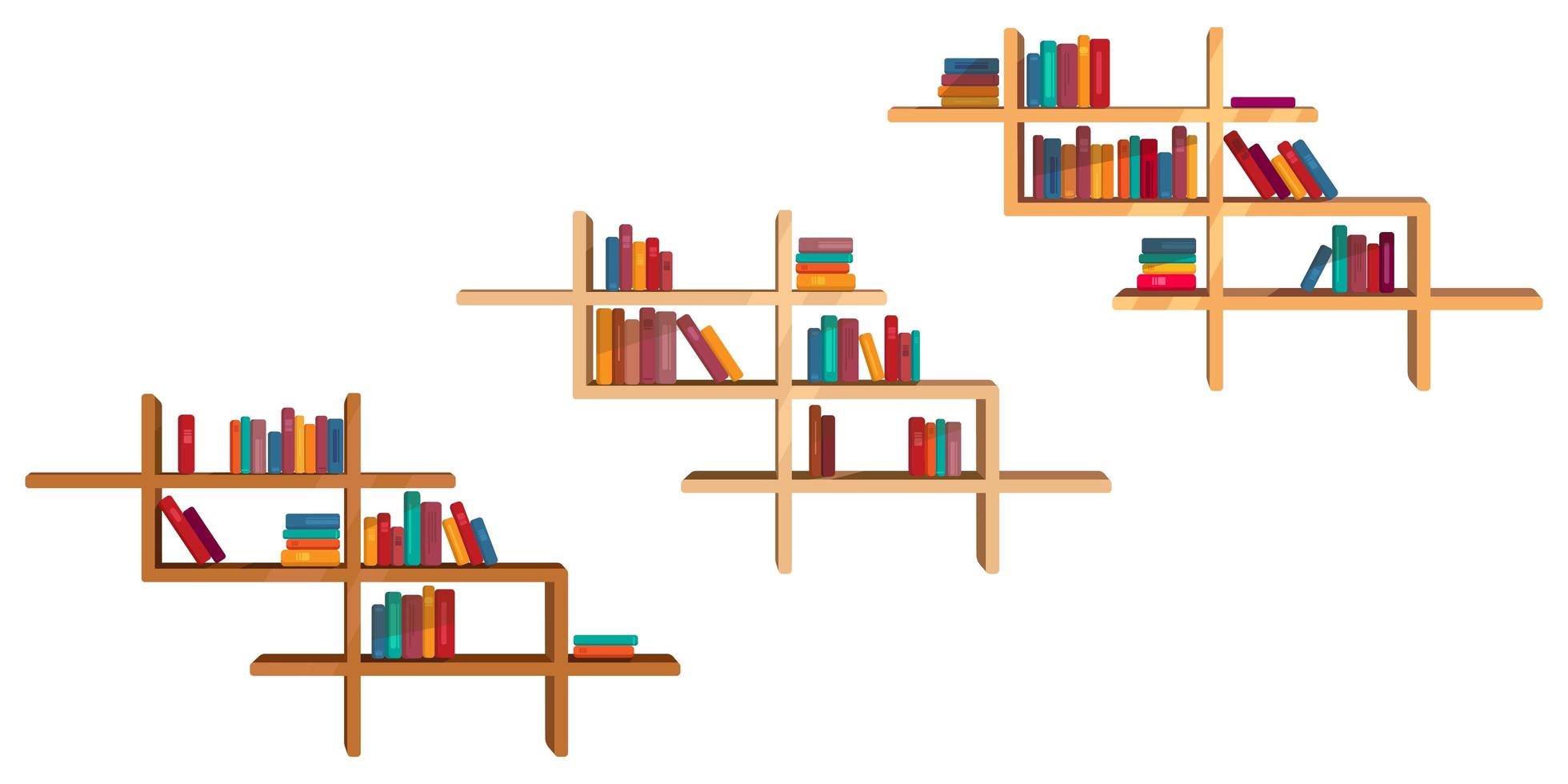 conjunto de libros coloridos en los estantes. vector