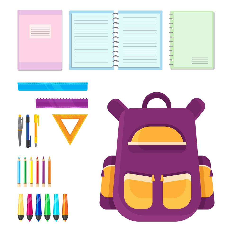 Set of school supplies. vector