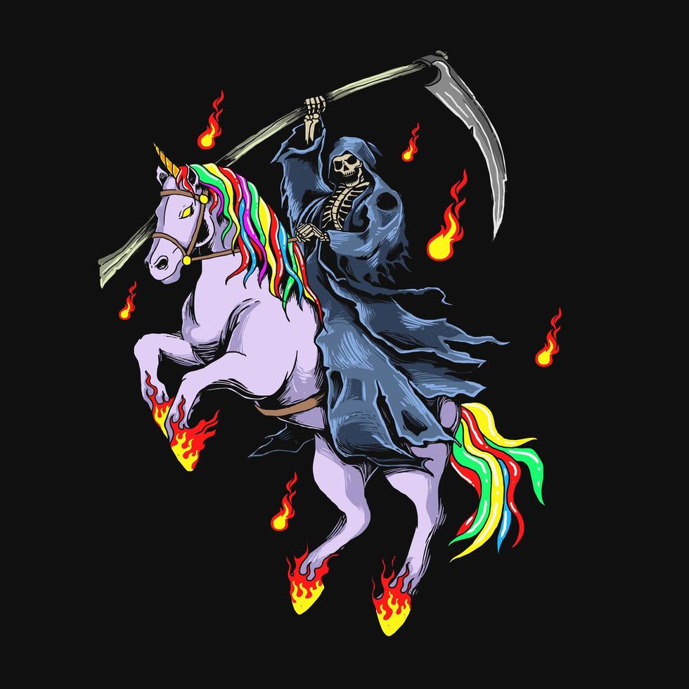 Grim reaper with unicorn vector