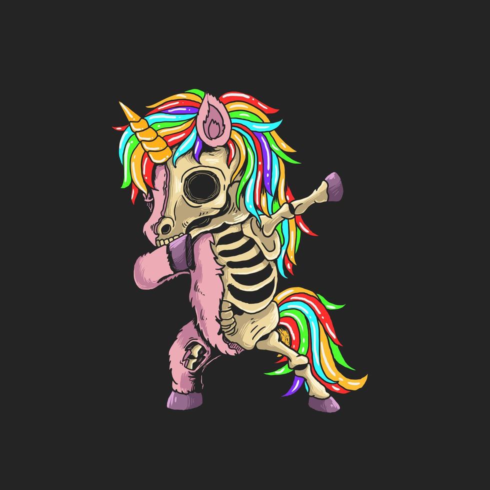 unicornio zombie dabbing vector