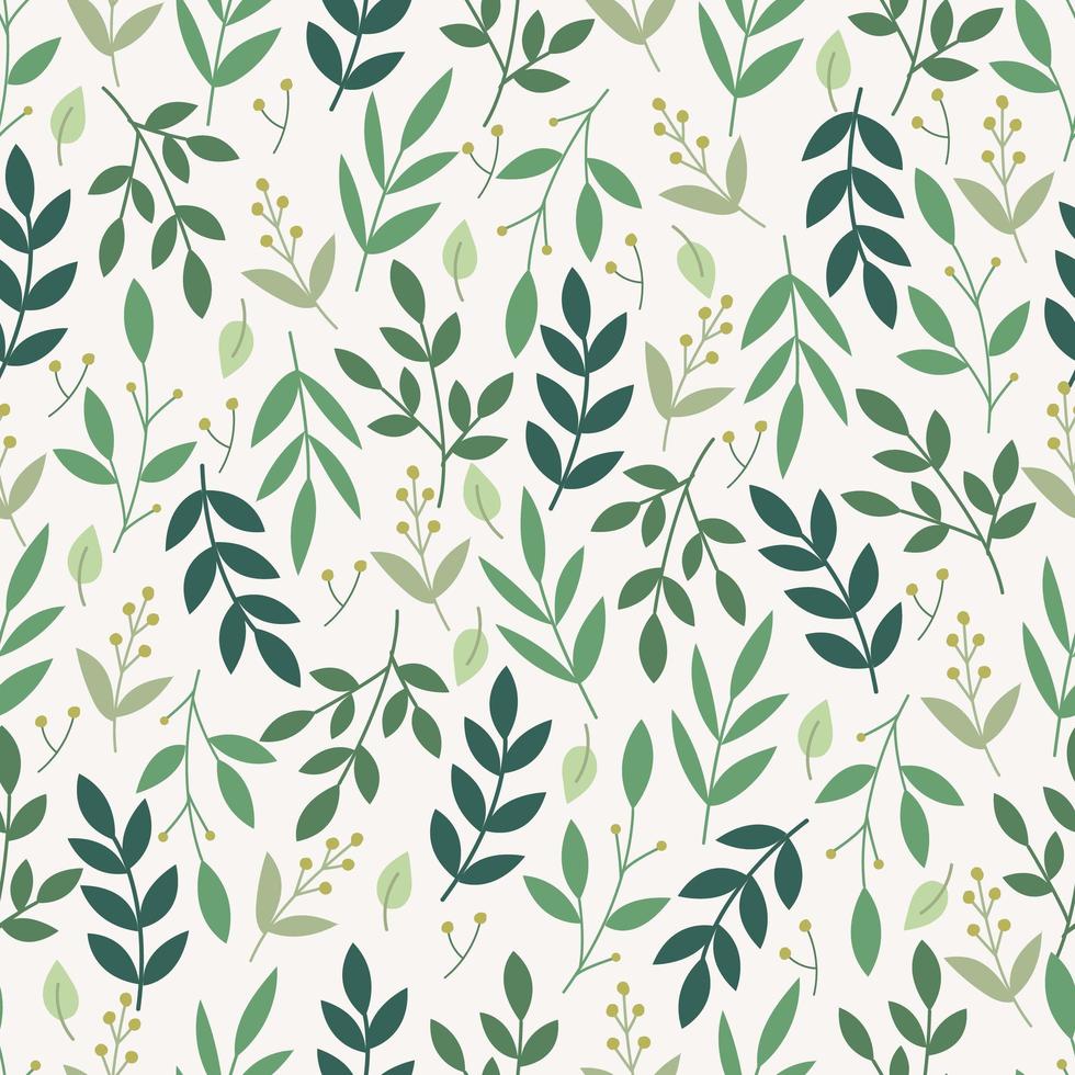 Floral seamless pattern with green leaves vector