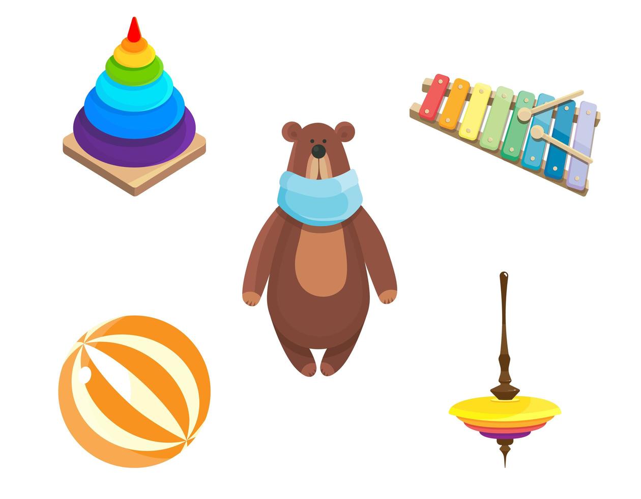 Set of children's toys. vector