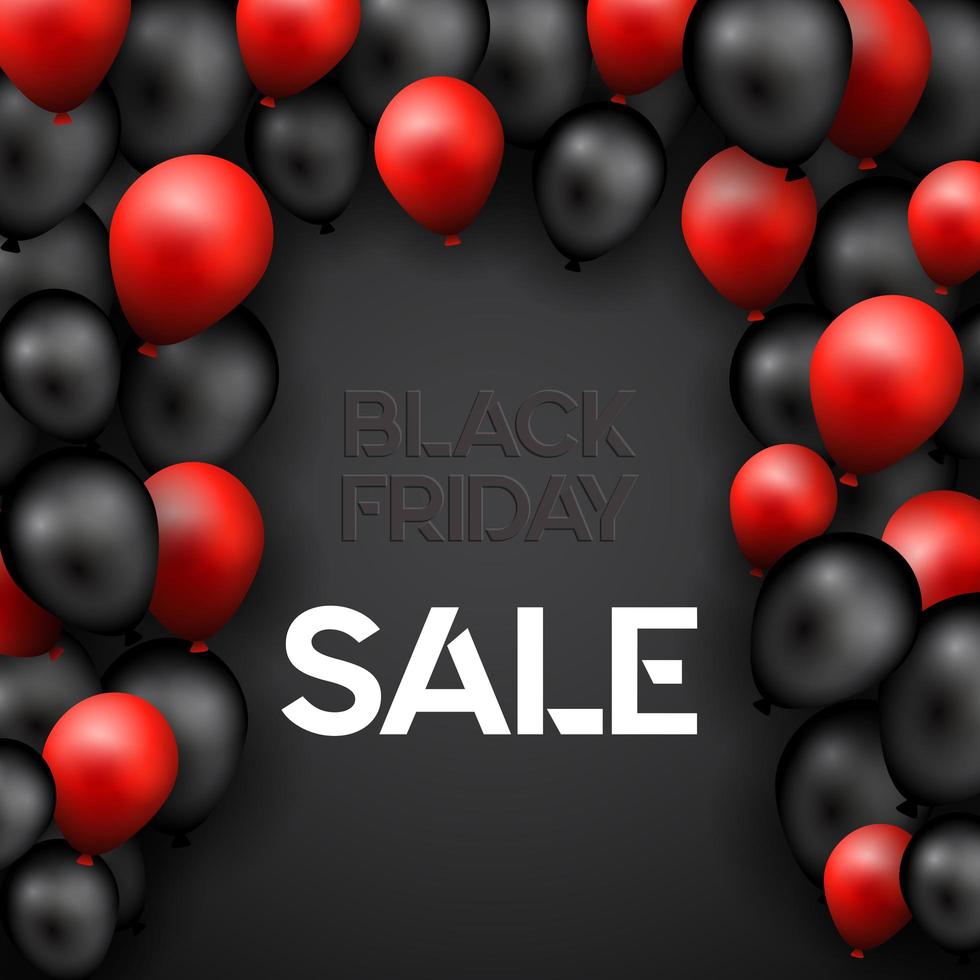 Black Friday background with red and black balloons vector