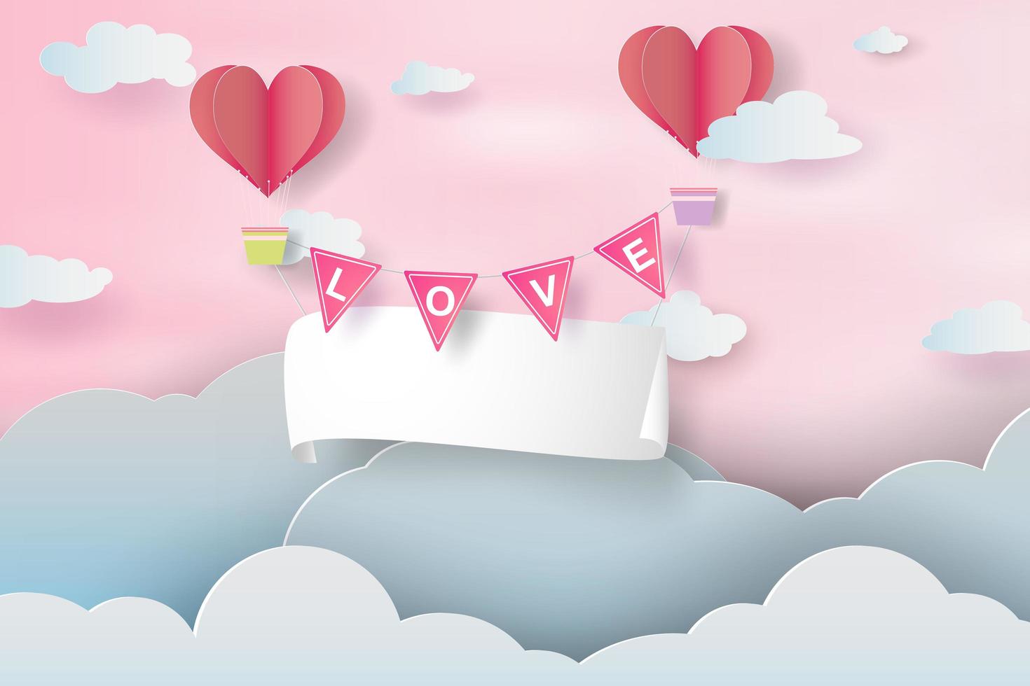 Creative Paper Art and Craft of Happy Valentine's Day Concept vector