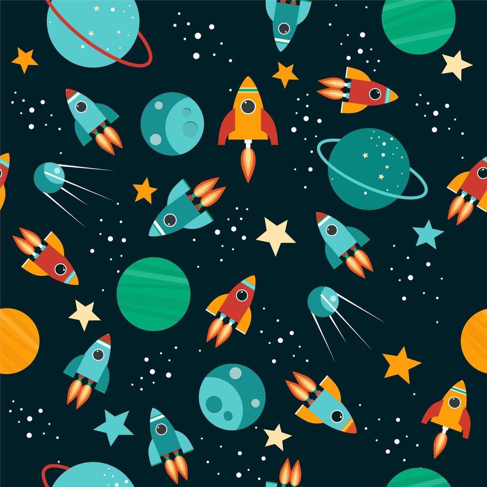 Seamless cartoon space pattern vector