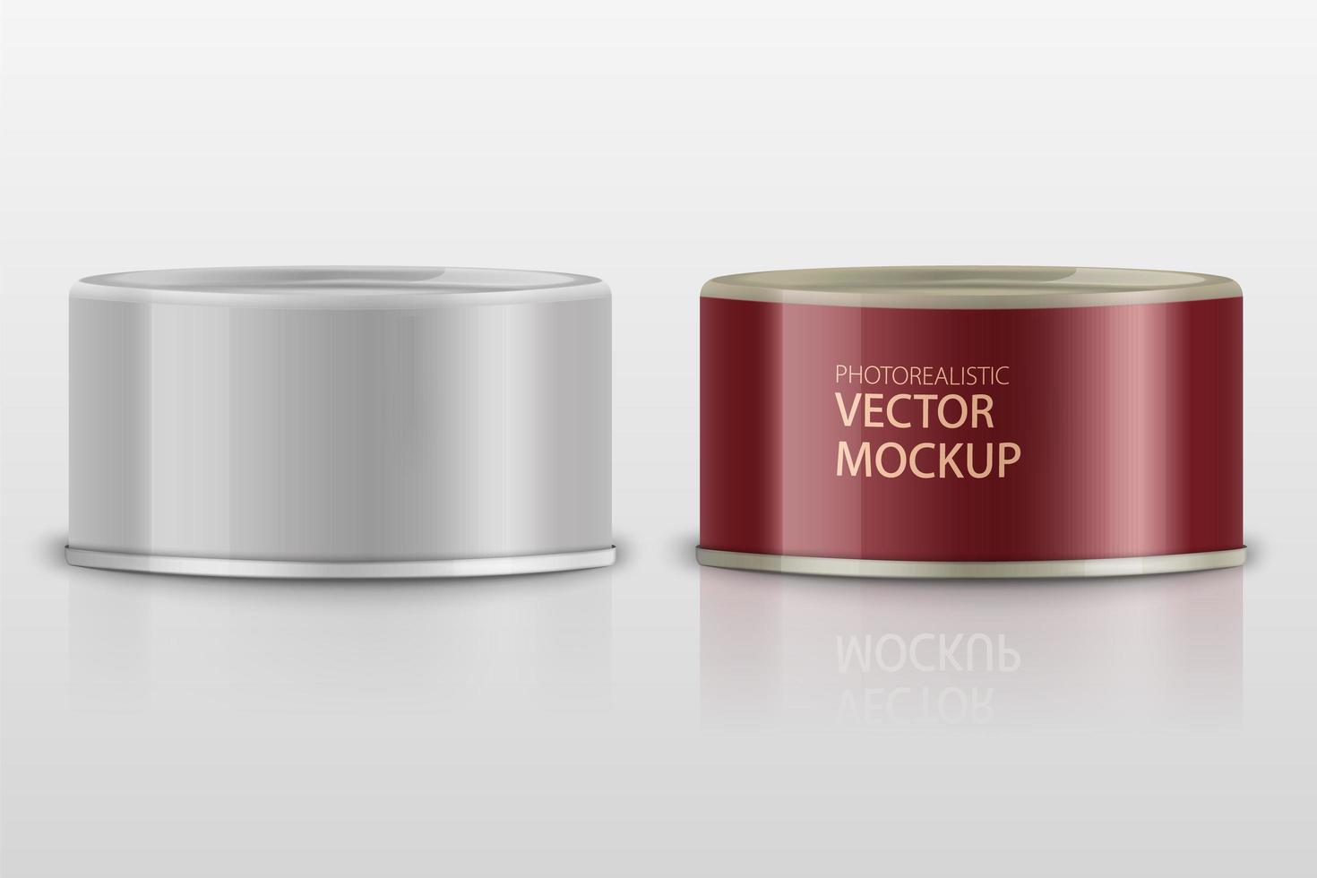 Low-profile realistic tuna cans on white vector