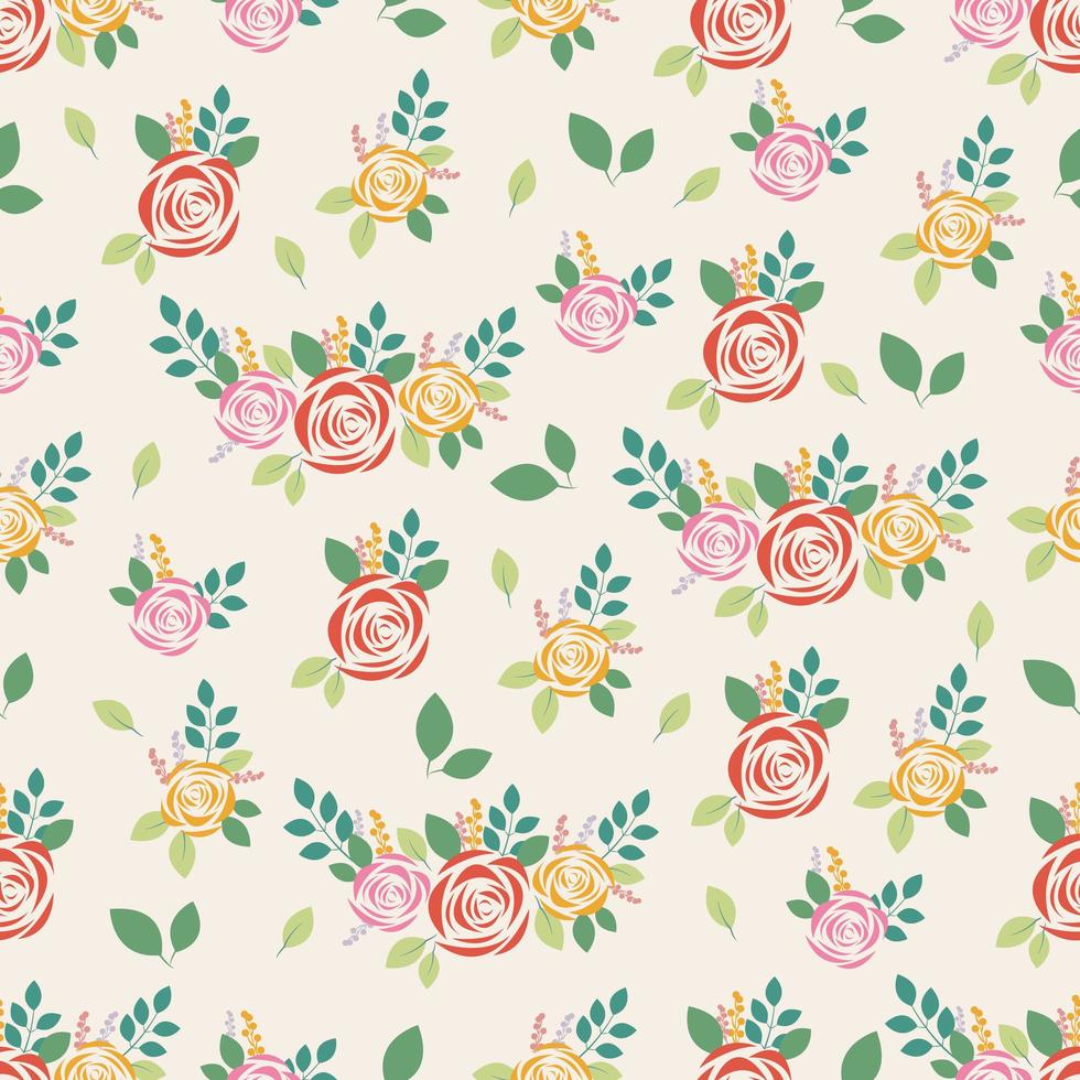 Seamless pattern with rose on pastel background vector