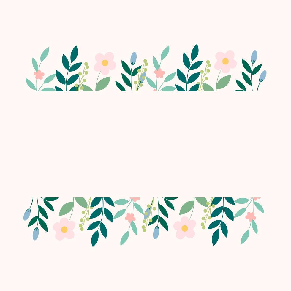 Background with leaves and flowers vector