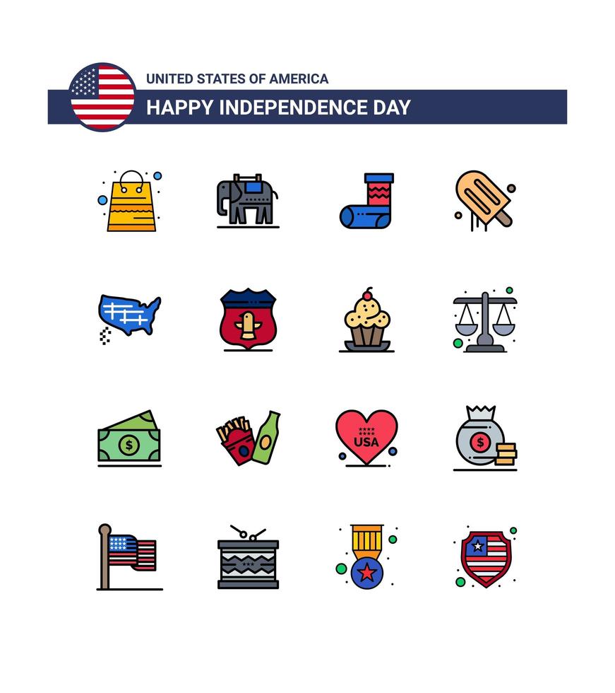 USA Independence Day color icon set vector