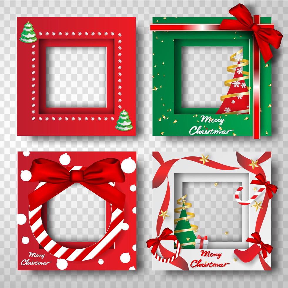 Merry Christmas and Happy New Year Border Frame Photo vector