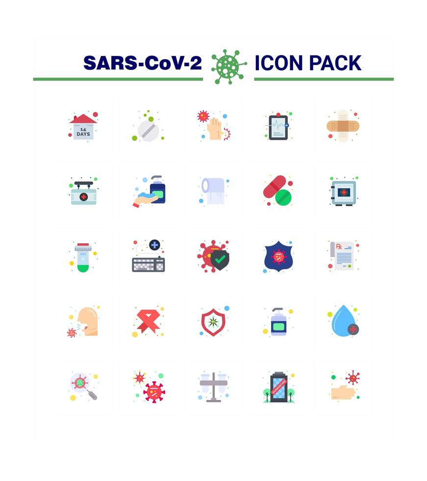 conjunto de iconos de diseño plano de coronavirus vector