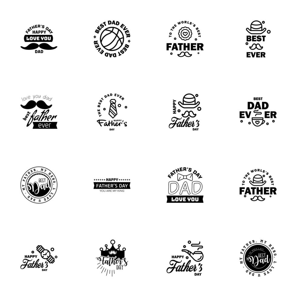 Father's day silhouette icon set  vector