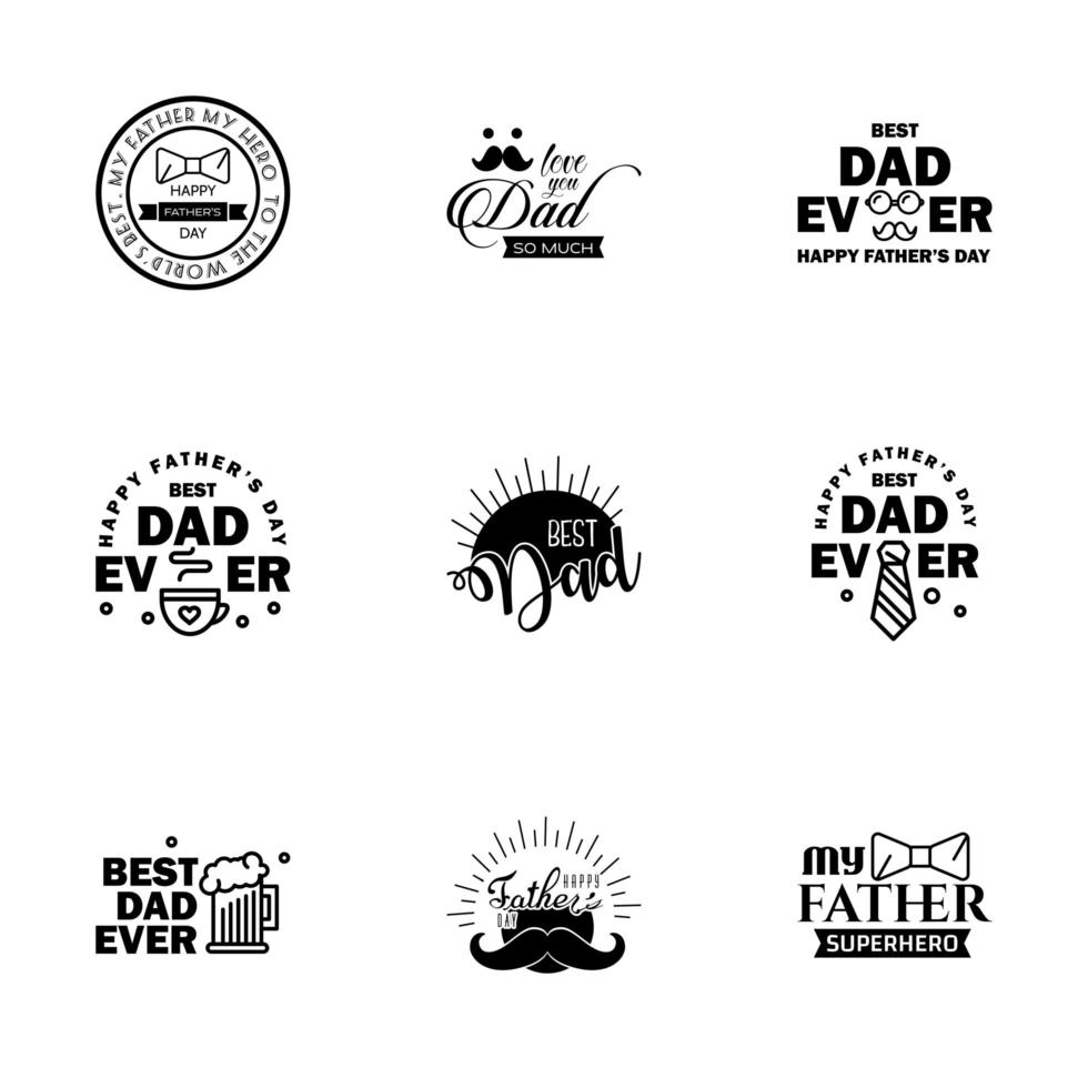 Father's day silhouette icon set  vector