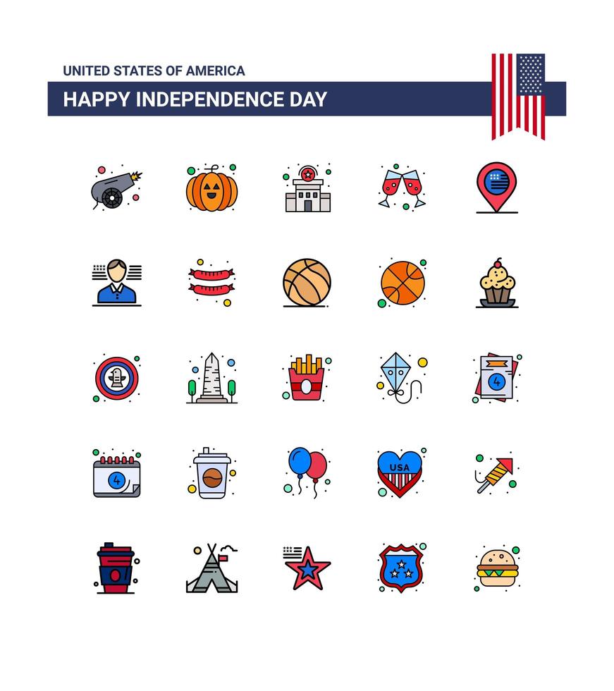 USA Independence Day color icon set vector