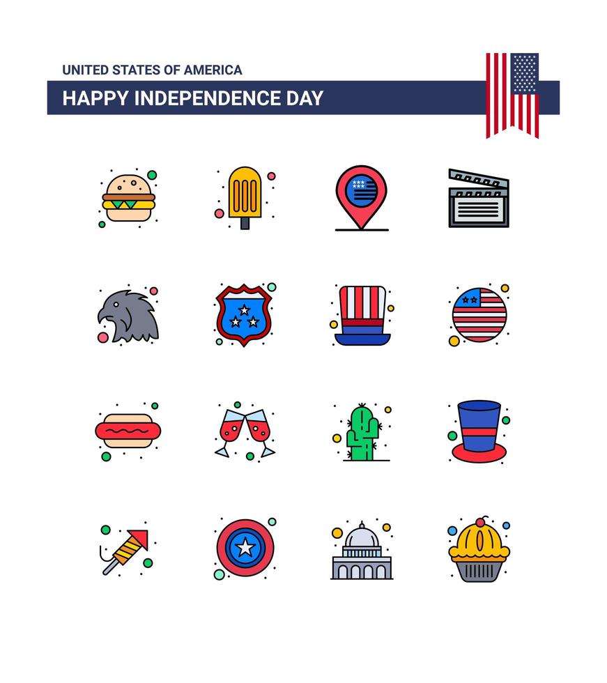 USA Independence Day color icon set vector