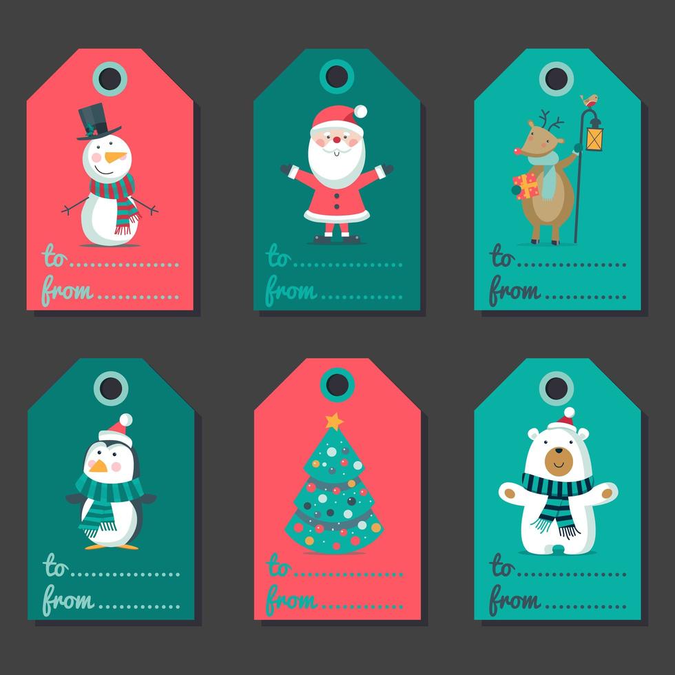 Christmas colourful labels, tags holiday set vector