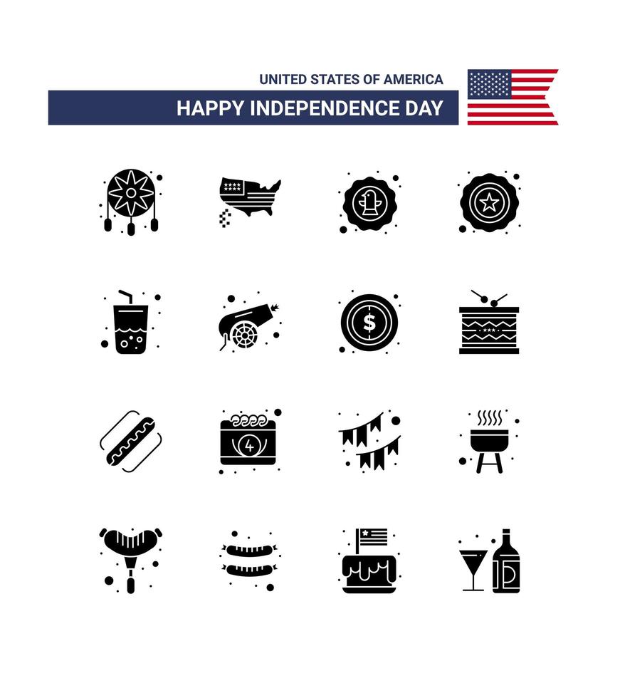 USA Independence Day silhouette icon set vector