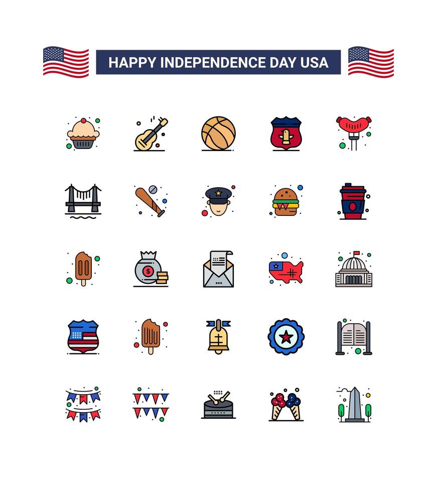 USA Independence Day color icon set vector