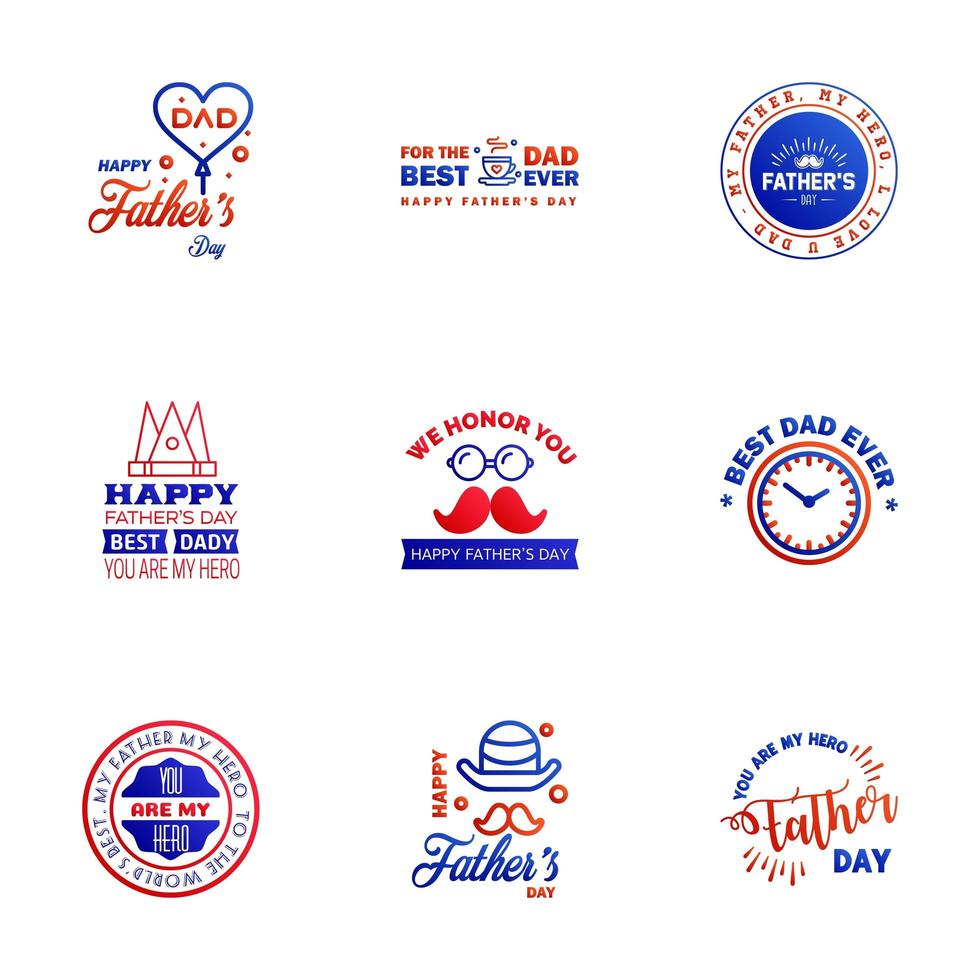 Father's day color icon set   vector