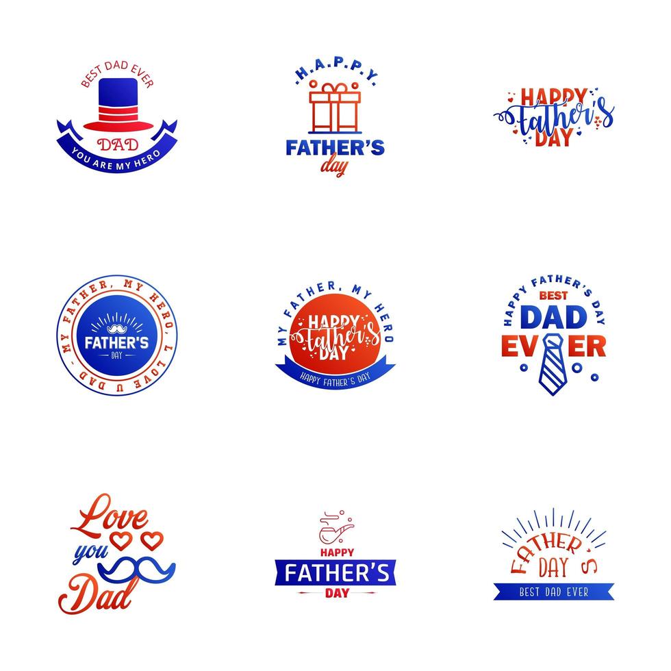 Father's day color icon set  vector