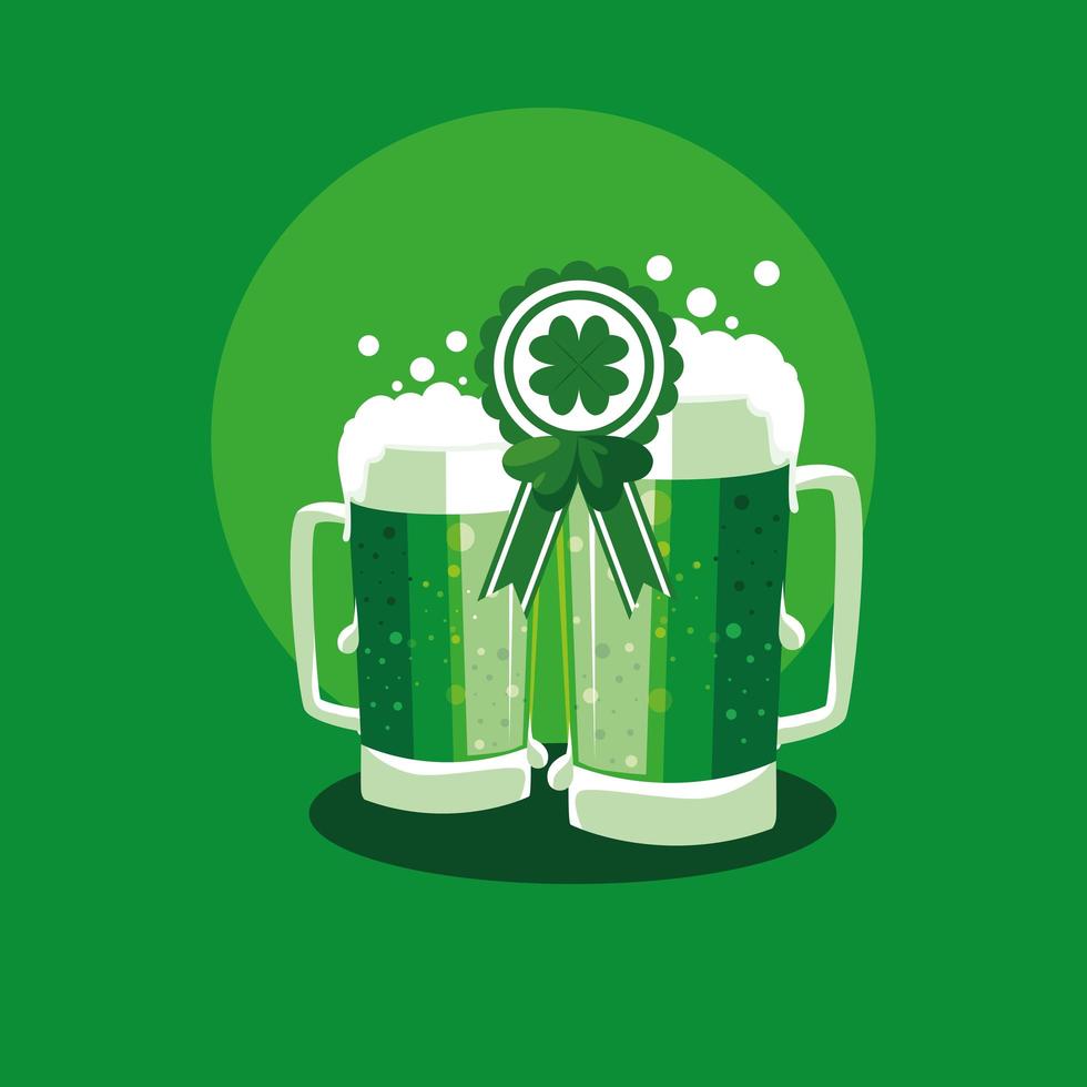 día de san patricio con cervezas en tarro vector