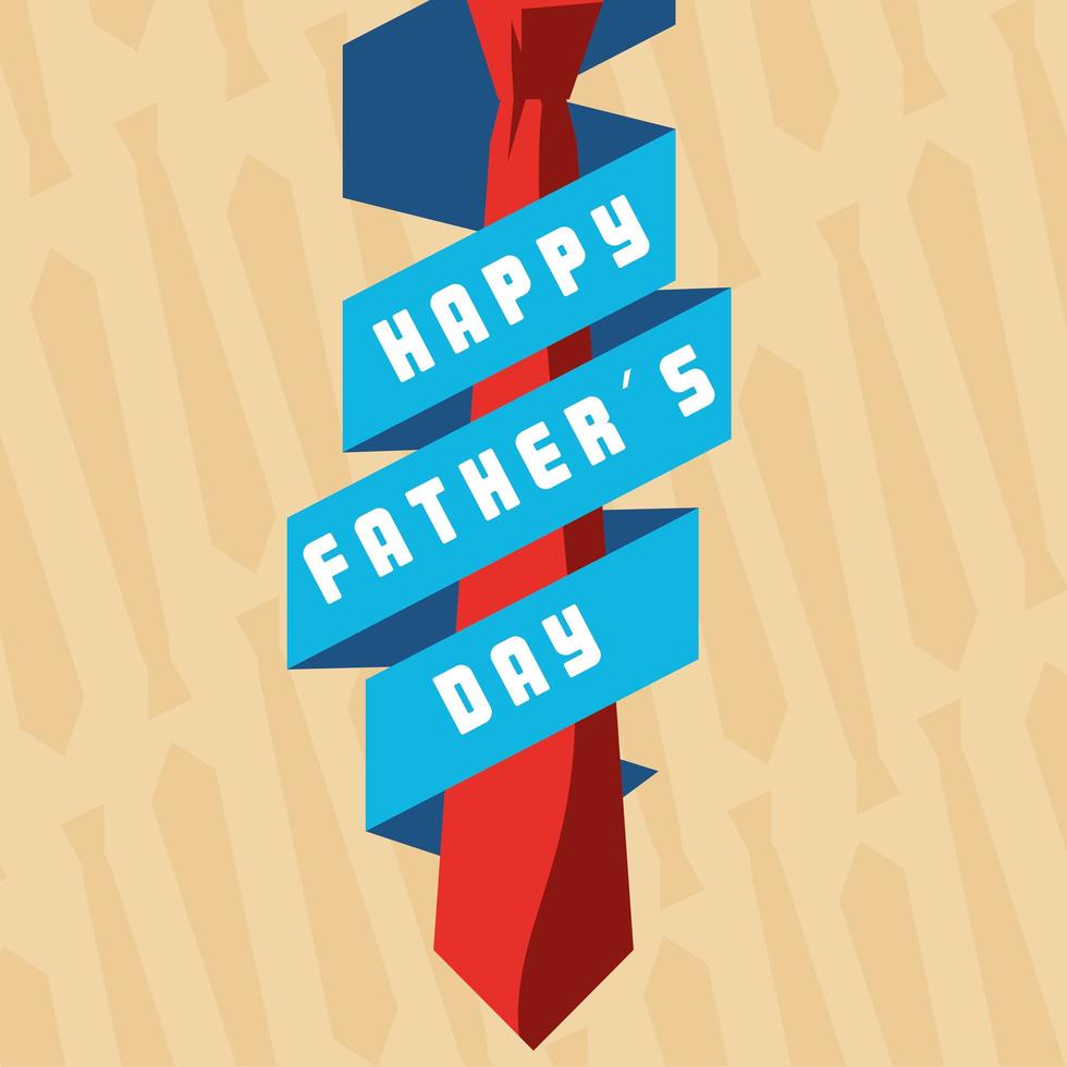 Happy father's day card with necktie and ribbon vector