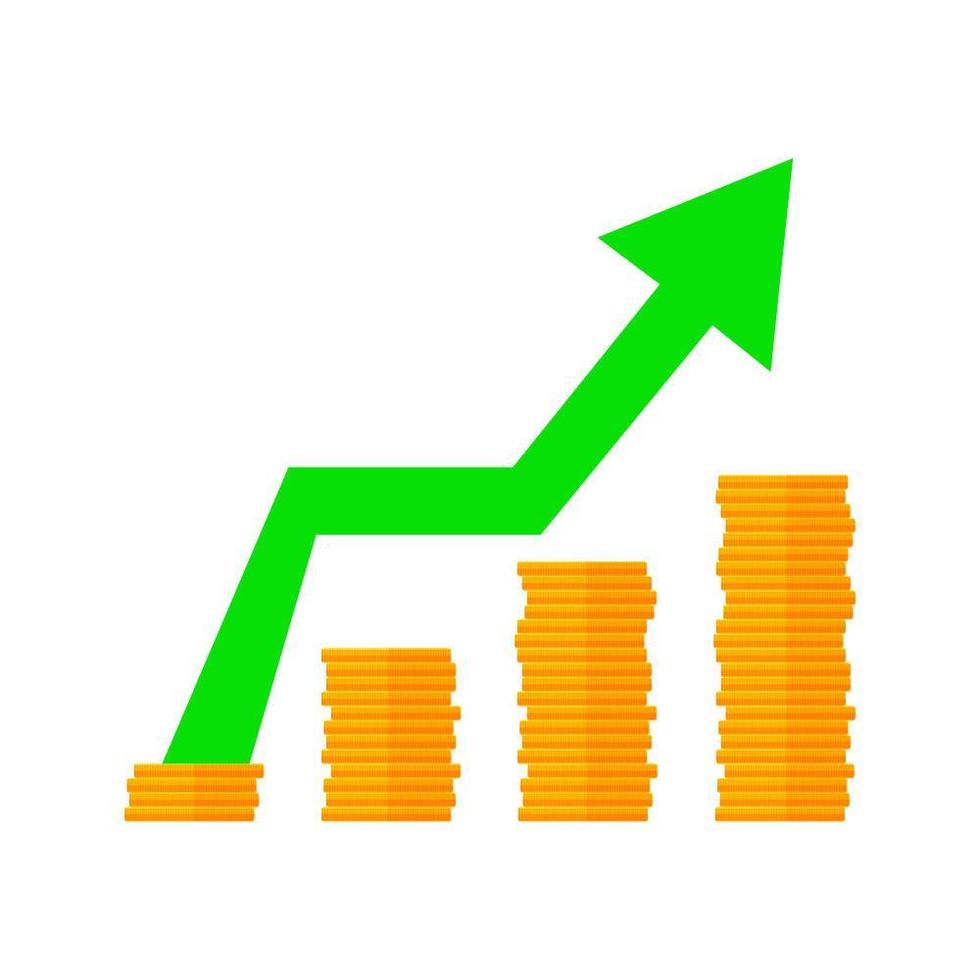 Coin Stack Saving Money with Arrow Growth vector