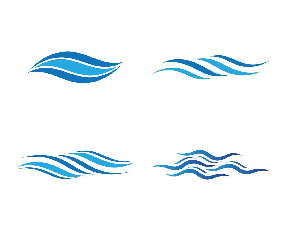 Water wave curved logo set vector