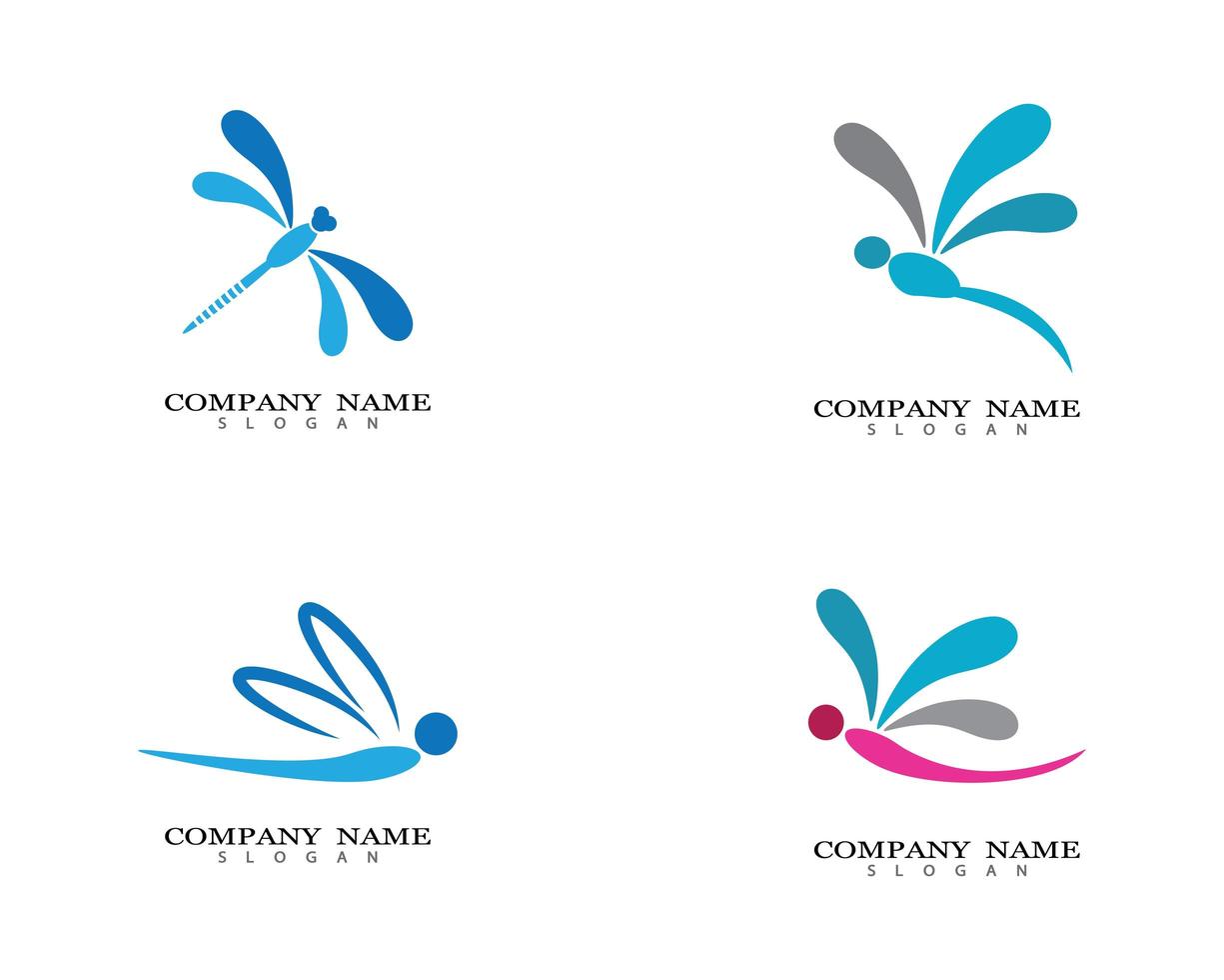 Dragonfly logo images set vector