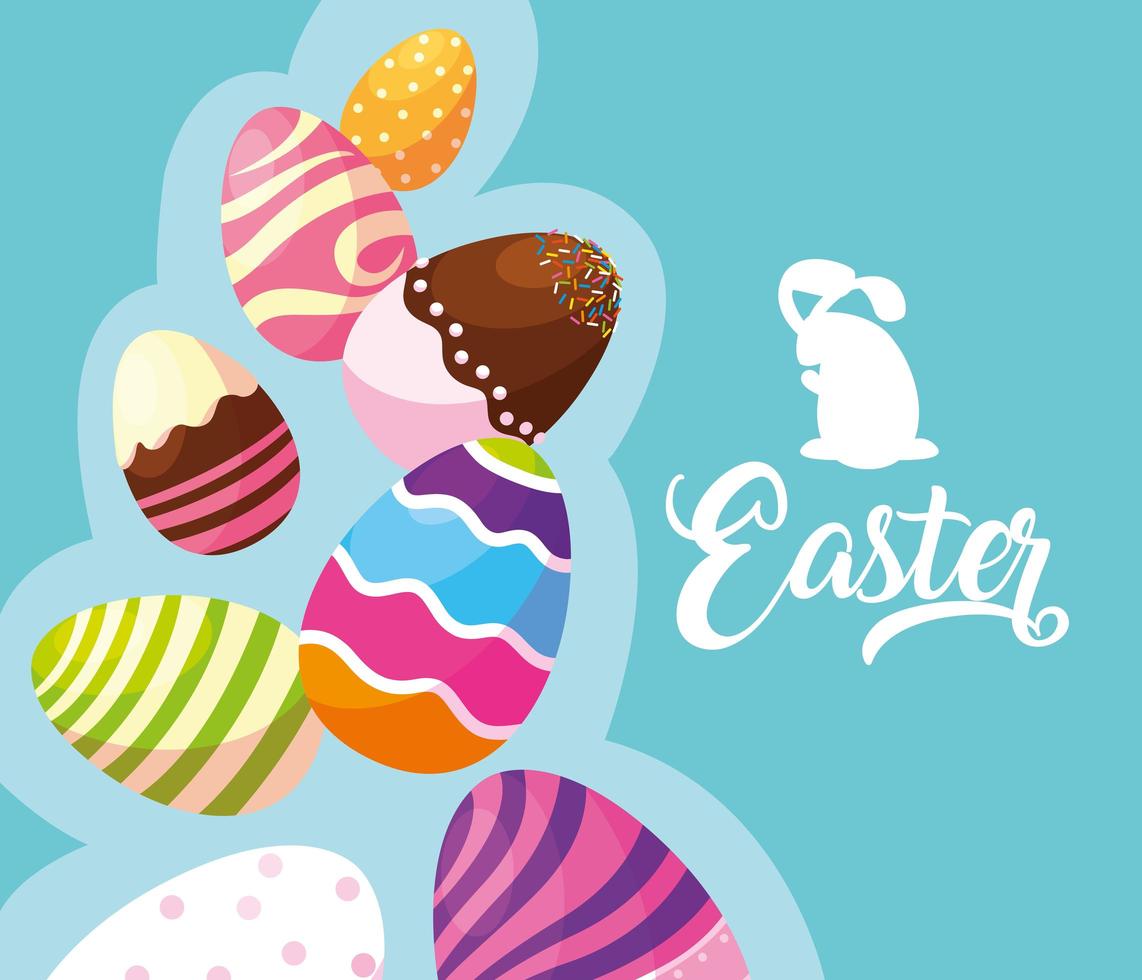 Set of decorated easter eggs with candies vector